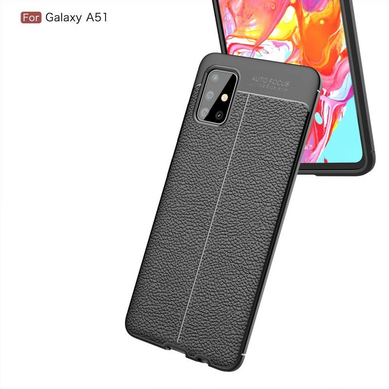 Capa Para Samsung Galaxy A51 Linha Dupla Efeito Couro Litchi