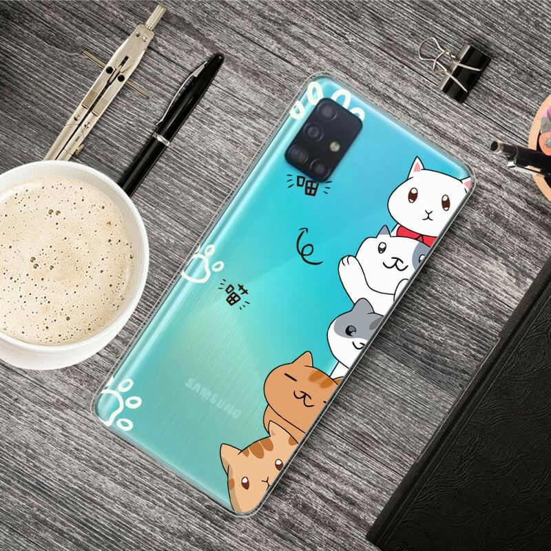 Capa Para Samsung Galaxy A51 Olá Gatos