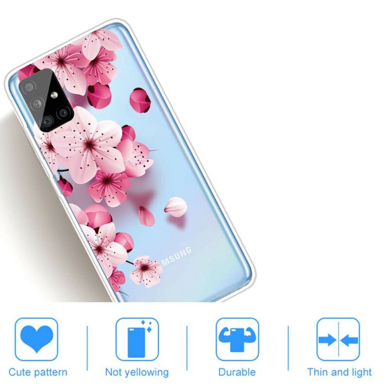 Capa Para Samsung Galaxy A51 Pequenas Flores Cor De Rosa