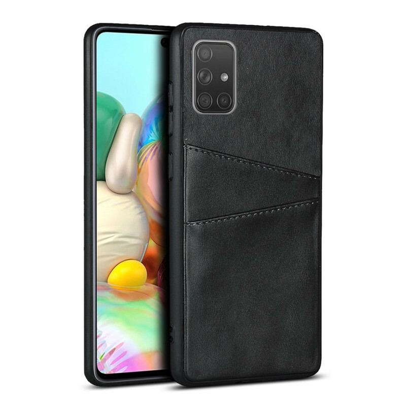 Capa Para Samsung Galaxy A51 Porta-cartão Duplo Com Textura De Couro