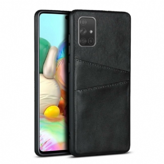 Capa Para Samsung Galaxy A51 Porta-cartão Duplo Com Textura De Couro