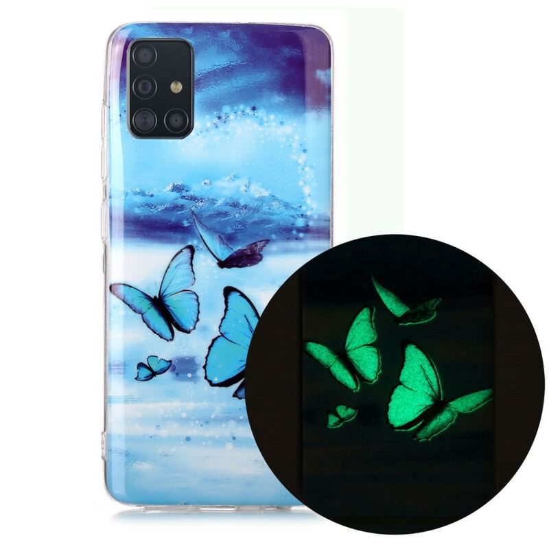 Capa Para Samsung Galaxy A51 Série Borboletas Fluorescentes