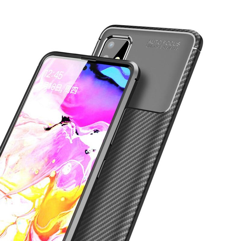 Capa Para Samsung Galaxy A51 Textura Flexível De Fibra De Carbono