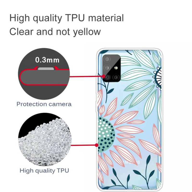 Capa Para Samsung Galaxy A51 Uma Flor Transparente