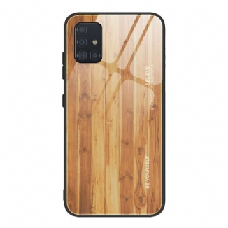 Capa Para Samsung Galaxy A51 Vidro Temperado Com Design De Madeira