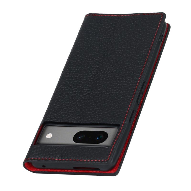 Capa De Celular Para Google Pixel 7A De Cordão Flip Correia De Couro Litchi Genuíno