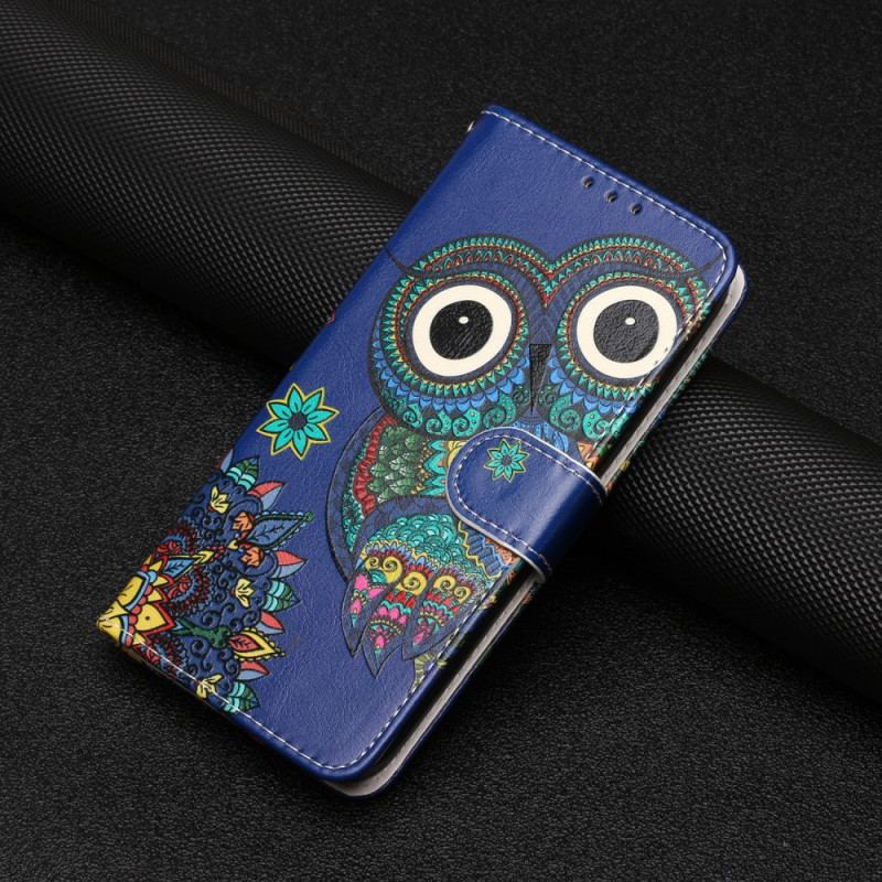 Capa De Couro Para Google Pixel 7A De Cordão Corujas Coloridas