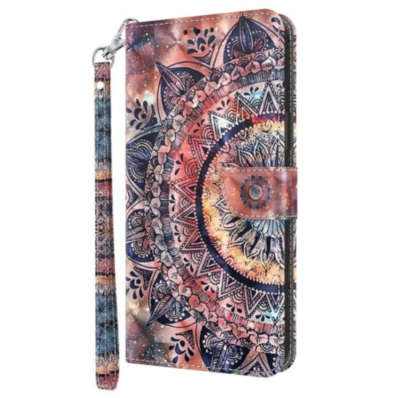 Capa De Couro Para Google Pixel 7A De Cordão Mandala Em Aquarela Com Tiras