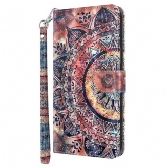 Capa De Couro Para Google Pixel 7A De Cordão Mandala Em Aquarela Com Tiras