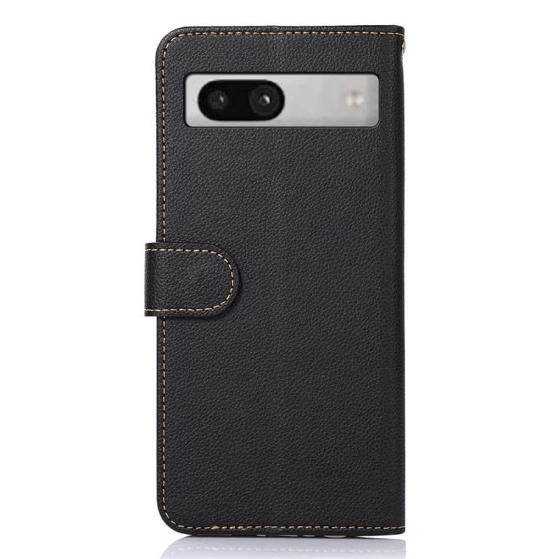 Capa De Couro Para Google Pixel 7A Estilo Lichia Rfid Khazneh