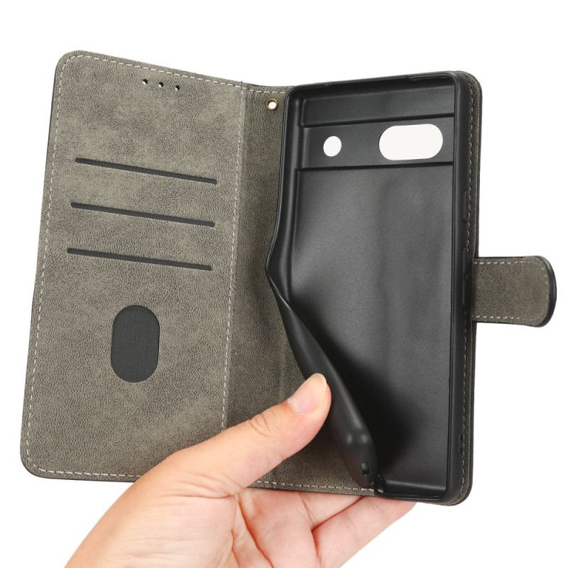 Capa De Couro Para Google Pixel 7A Rfid Clássico