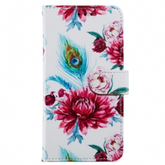 Capa Em Pele Para Google Pixel 7A Floral