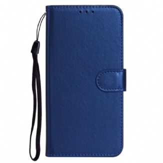 Capa Flip Para Google Pixel 7A De Cordão Imitação De Couro Com Alça