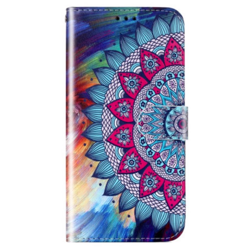 Capa Flip Para Google Pixel 7A De Cordão Mandala De Tiras Coloridas