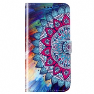 Capa Flip Para Google Pixel 7A De Cordão Mandala De Tiras Coloridas