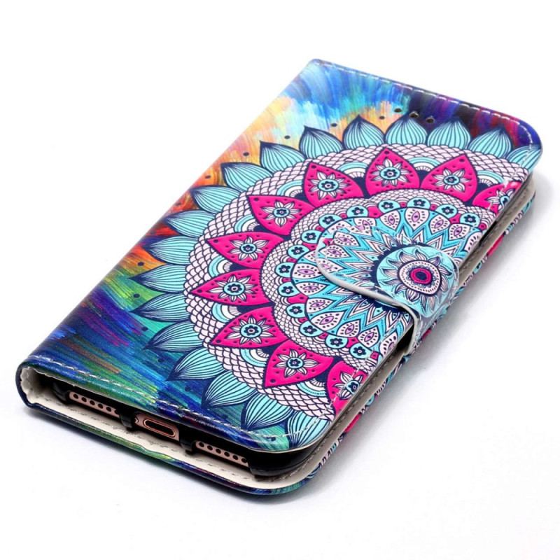 Capa Flip Para Google Pixel 7A De Cordão Mandala De Tiras Coloridas