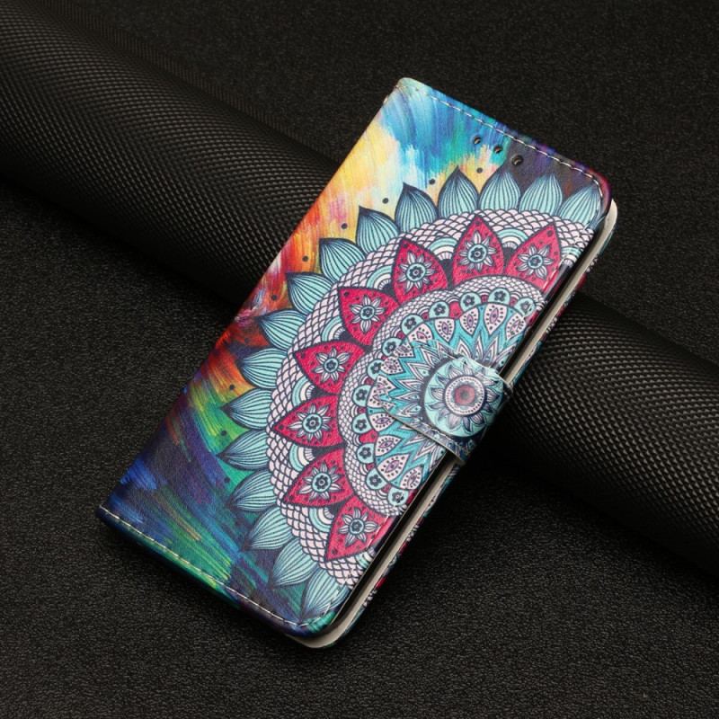 Capa Flip Para Google Pixel 7A De Cordão Mandala De Tiras Coloridas