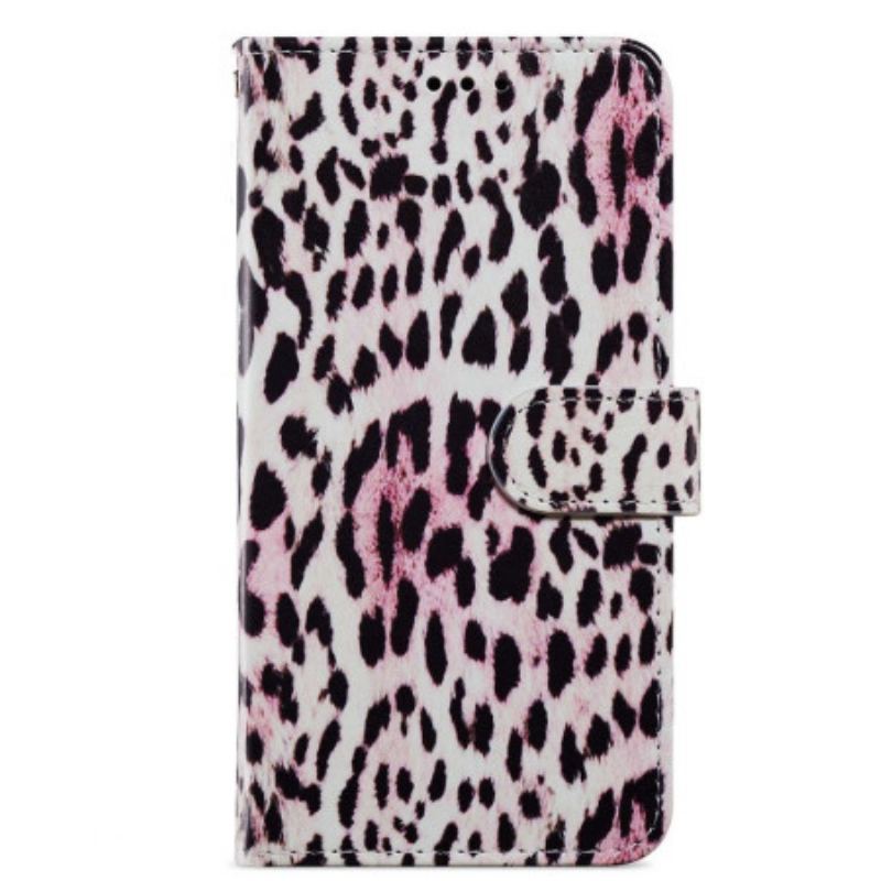 Capa Flip Para Google Pixel 7A De Cordão Strappy Efeito Leopardo