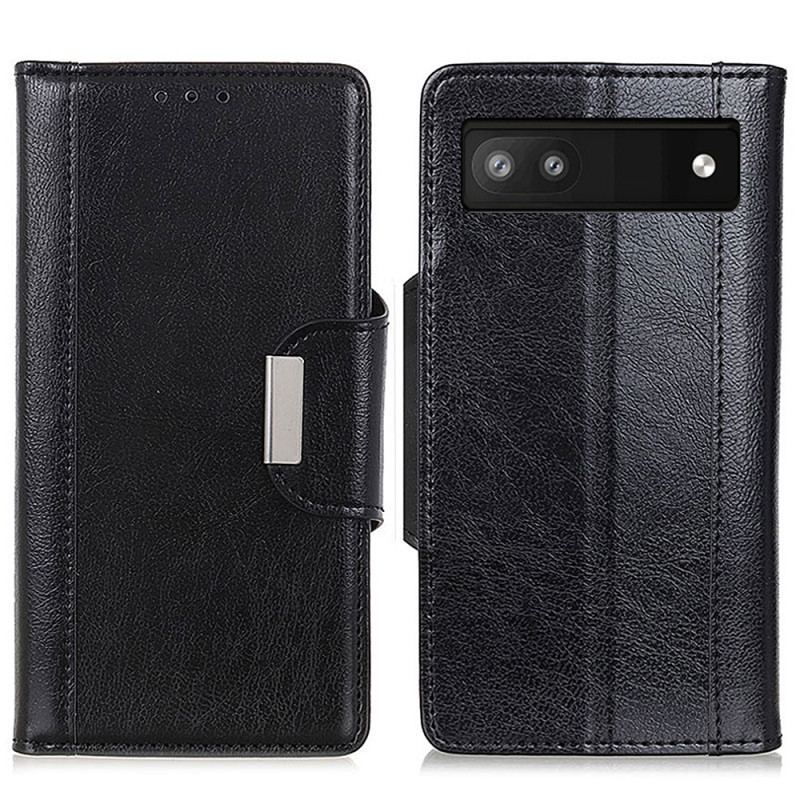 Capa Flip Para Google Pixel 7A Fecho Elegante De Couro Falso