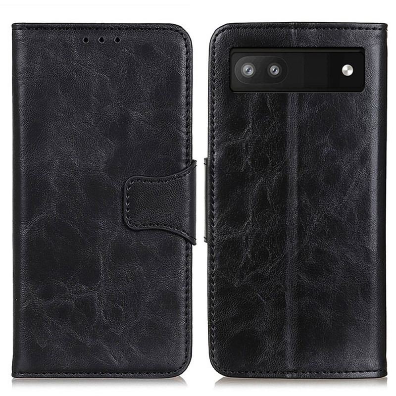 Capa Flip Para Google Pixel 7A Fecho Reversível De Couro Rachado