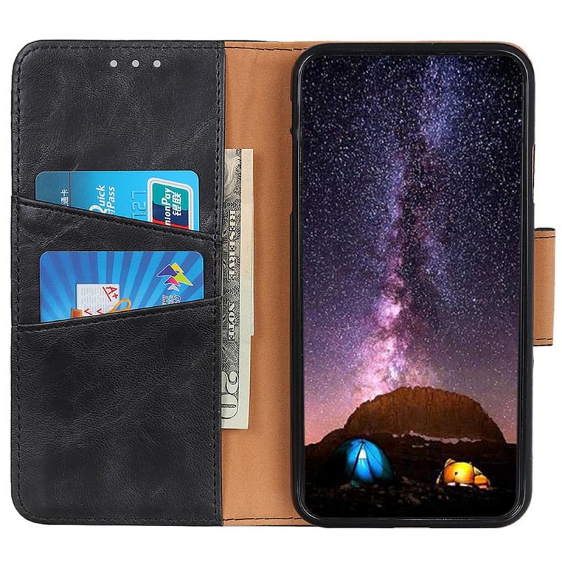 Capa Flip Para Google Pixel 7A Fecho Reversível De Couro Rachado