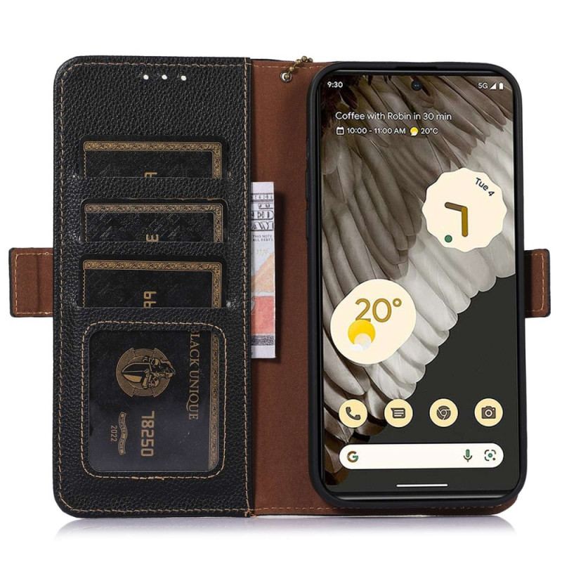 Capa Flip Para Google Pixel 7A Rfid De Couro Genuíno