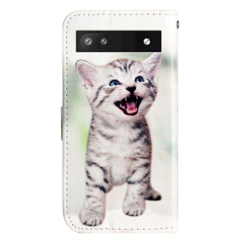 Capa Folio Para Google Pixel 7A De Cordão Gatinho Com Alça