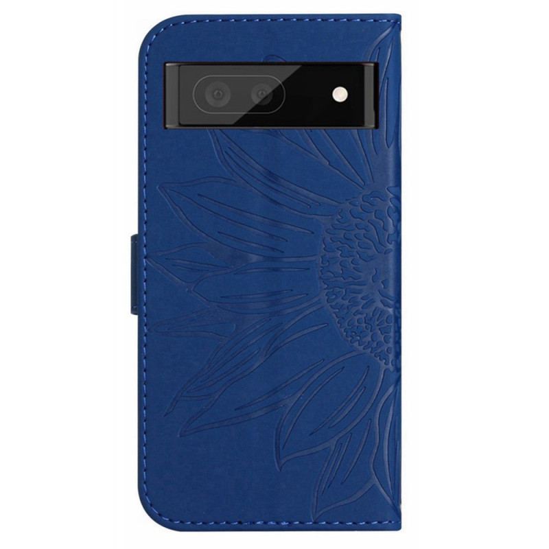 Capa Folio Para Google Pixel 7A Flor Com Cordão