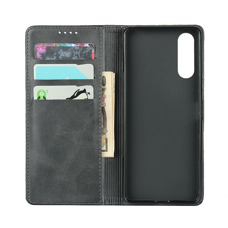 Capa De Celular Para Sony Xperia 10 II Flip Couro Rachado Elegância