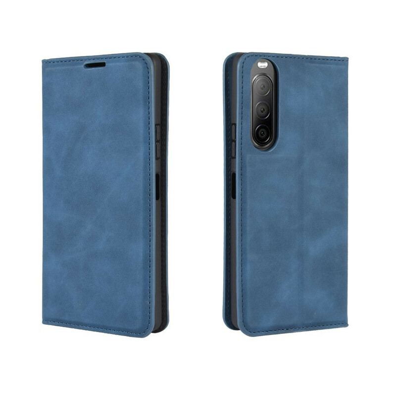 Capa De Celular Para Sony Xperia 10 II Flip Efeito Couro Macio