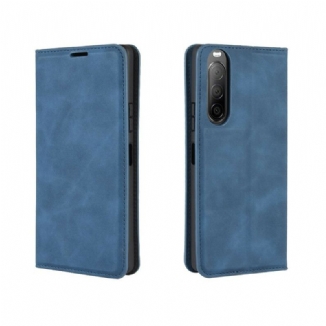 Capa De Celular Para Sony Xperia 10 II Flip Efeito Couro Macio