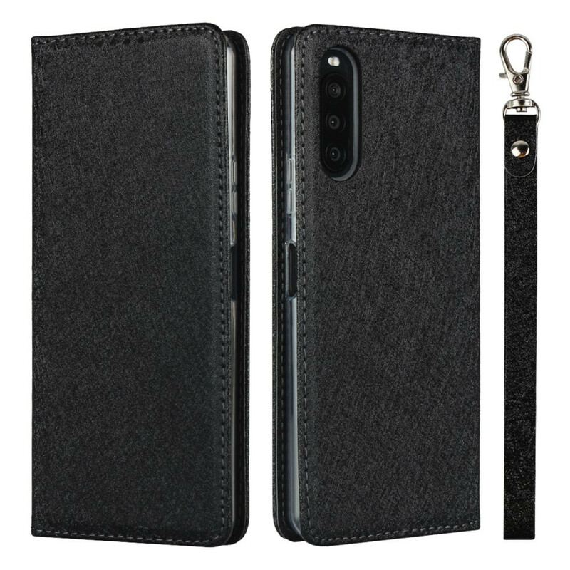 Capa De Celular Para Sony Xperia 10 II Flip Estilo De Couro Macio Com Alça