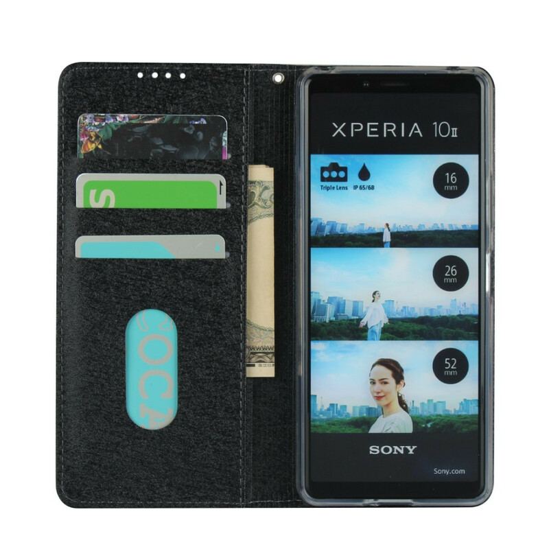 Capa De Celular Para Sony Xperia 10 II Flip Estilo De Couro Macio Com Alça