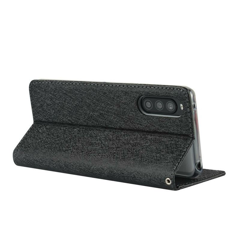 Capa De Celular Para Sony Xperia 10 II Flip Estilo De Couro Macio Com Alça