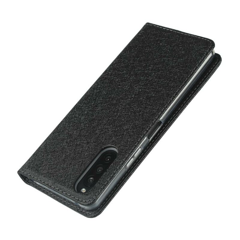 Capa De Celular Para Sony Xperia 10 II Flip Estilo De Couro Macio Com Alça