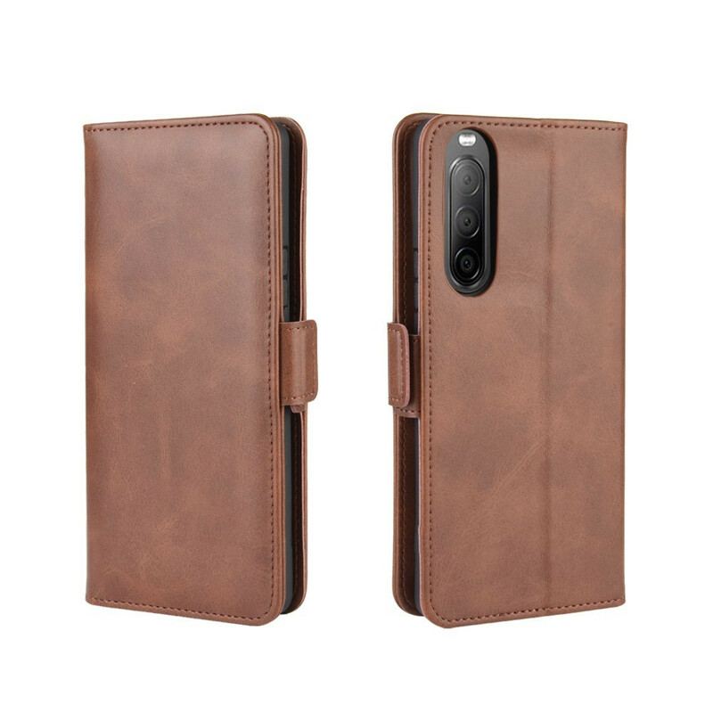 Capa Em Pele Para Sony Xperia 10 II Flip Aba Dupla