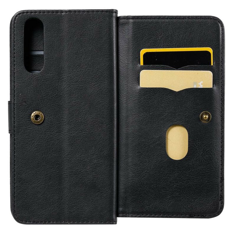 Capa Folio Para Sony Xperia 10 II Titular De Cartão Multifuncional Para 10